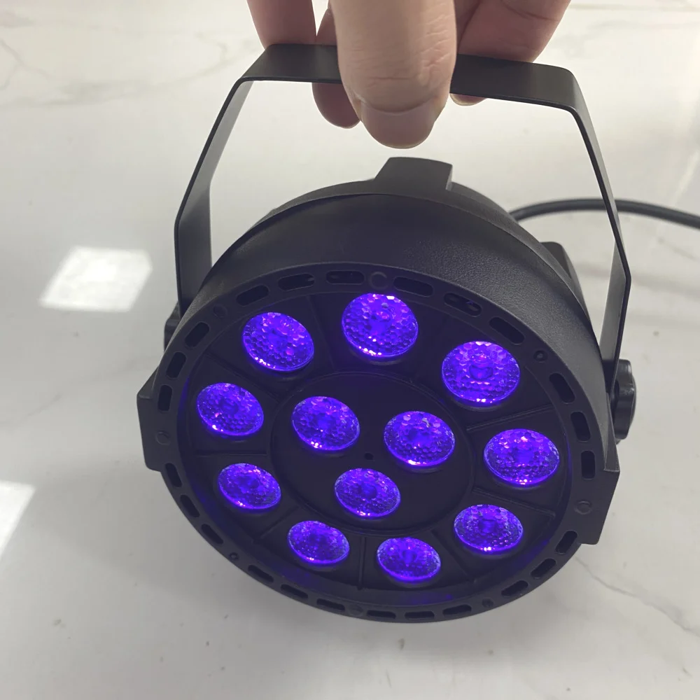 Mini LED Par Light para Home Party, Projetor UV, Ultravioleta, DMX, Controle de Som, Blacklight Show, Palco, DJ, Disco, Preto, 12