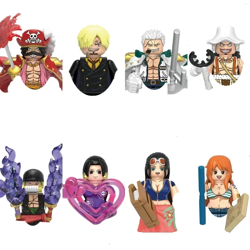 Luffy Nami Sanji Boa Usopp Nico Building Blocks Japan Anime Bricks Dolls Mini Action Toy Figures Assemble Blocks Children Gifts