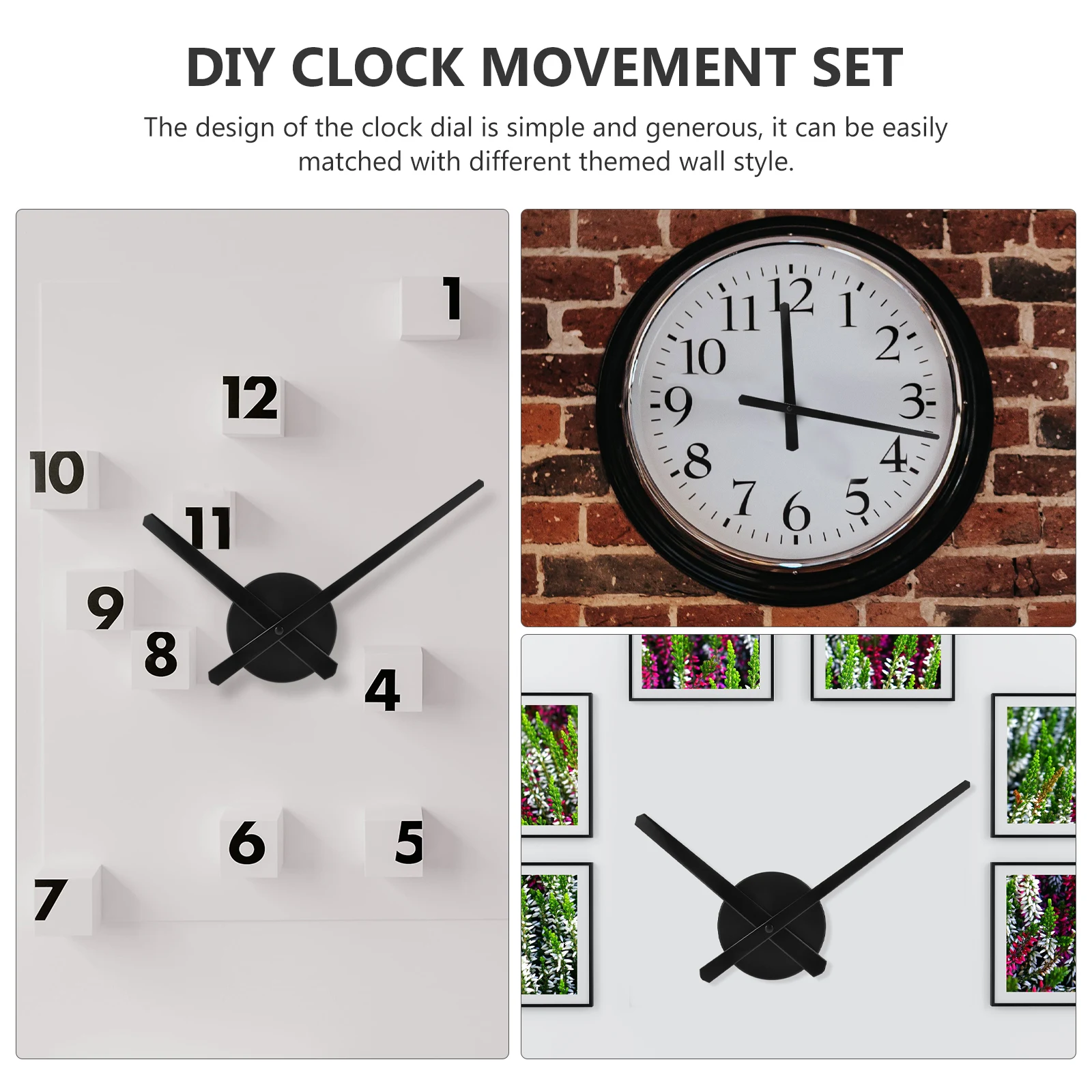 

1 Set Diy Movement Mechanism 3D Metal Clock Dial Silent Non Ticking Wall Clock Kit Large Pointer Replacement Parts Home Decor