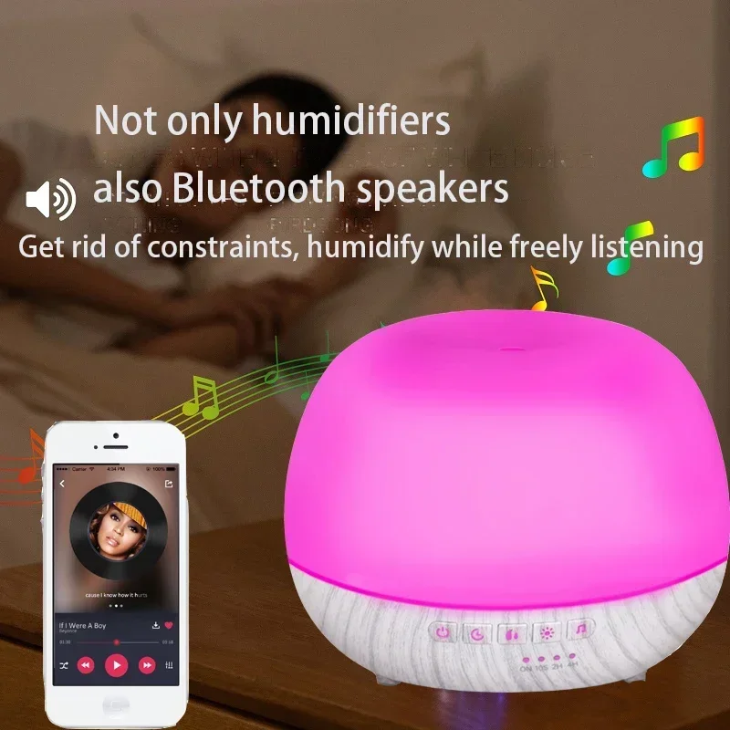 Difusor de aceites esenciales de 350 ml con humidificador con altavoz Bluetooth, crea una atmósfera relajante para yoga, oficina y dormitorio