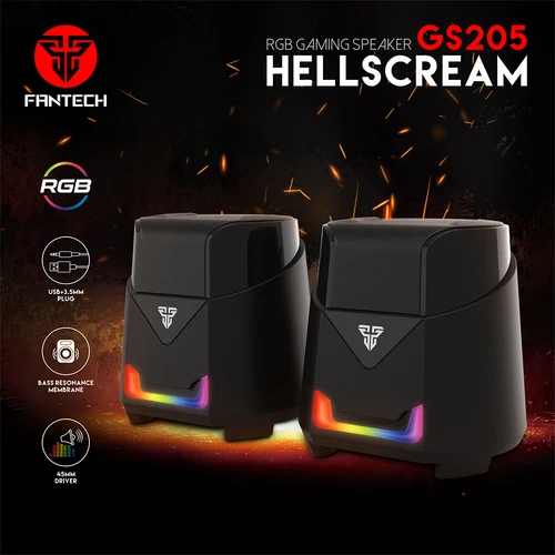 FANTECH HELLSCREAM GS205 Altavoces para juegos USB y enchufe de 3,5 MM Mini altavoces RGB con cable para PC Altavoces para ordenador portátil Gamer