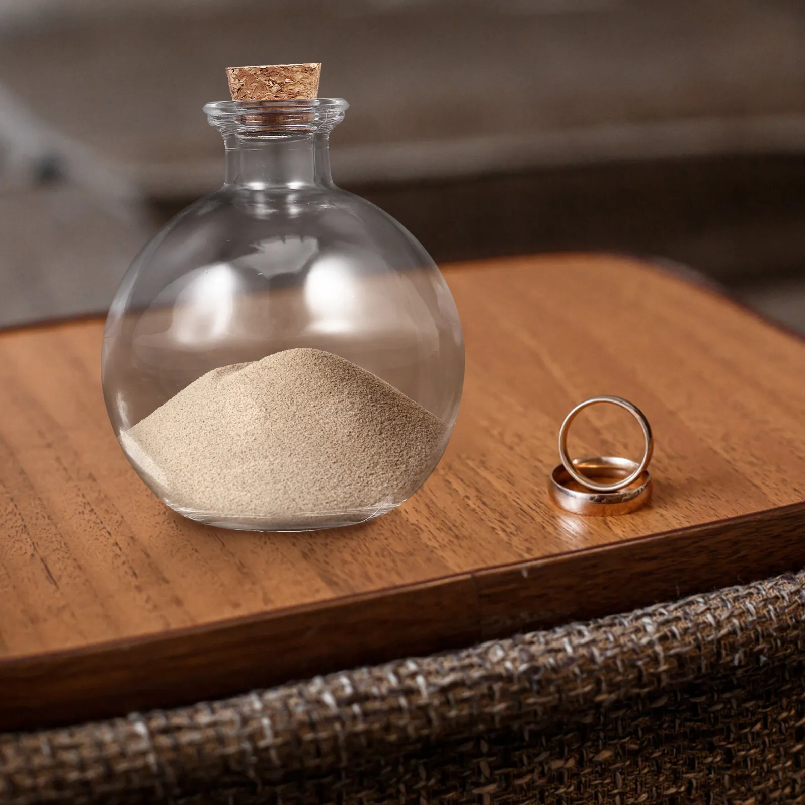 3Pcs Wedding Sand Ceremony Bottle Set Clear Glass Cork Bottles Small Jars with Lids Decorative Wedding Keepsake Containers