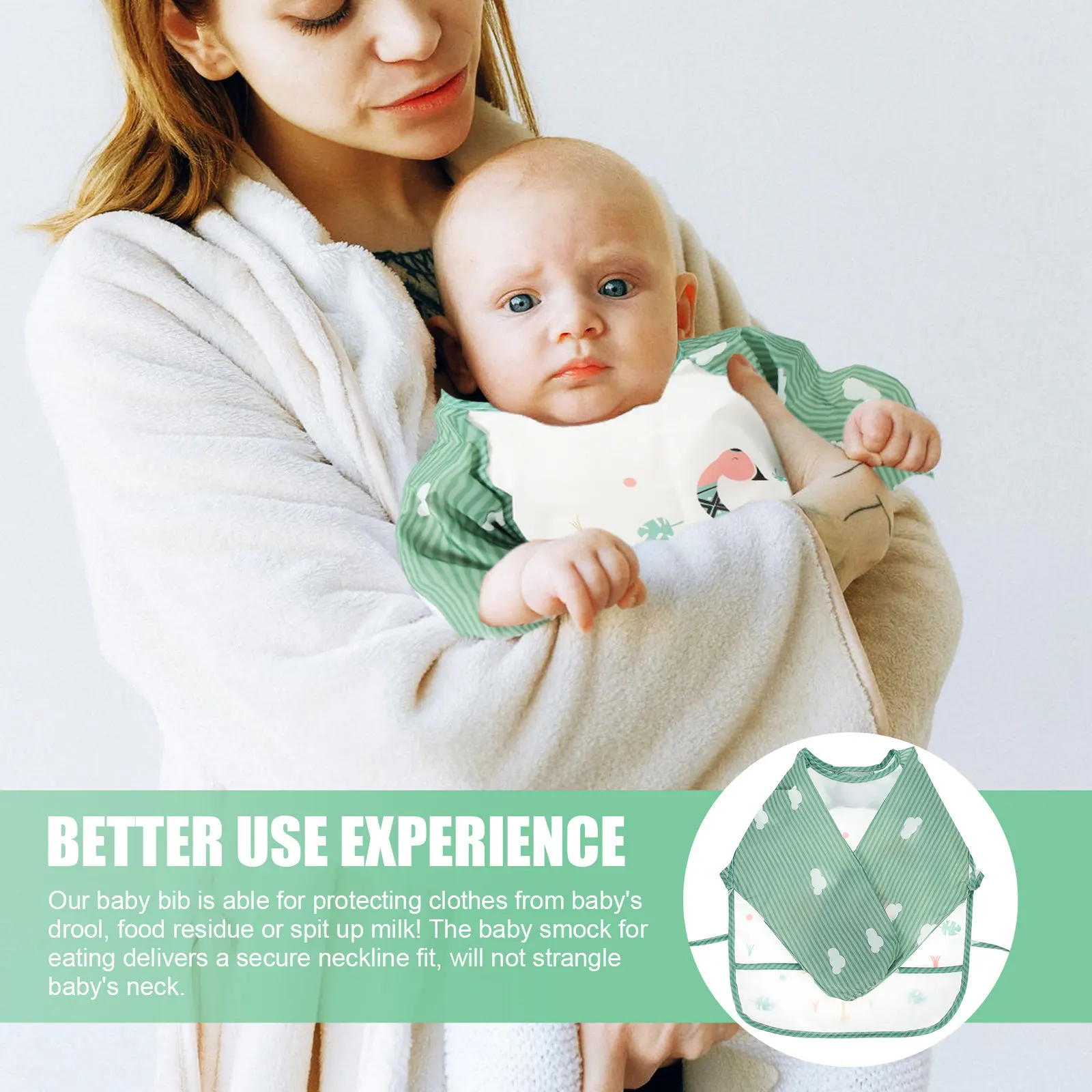 

Waterproof Baby Sleeved Bib Long Sleeve Infant Feeding Clothes Cover Eating Protective Smock Pocket Design Baby Bib