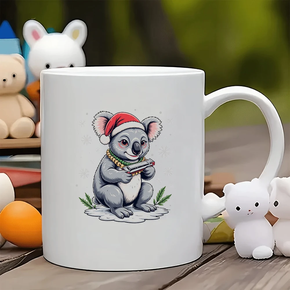 

11oz Kawaii Koala Christmas Themed Cup + Holiday Music Water Cup Perfect Christmas Gift for Kids Family Office Coffee Cup