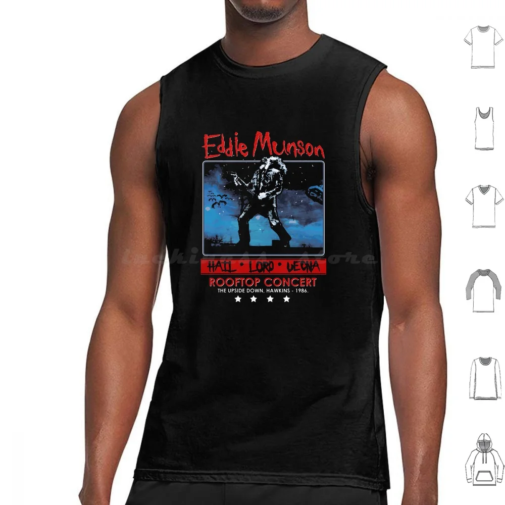 Eddie Munson'S Concert Tank Tops Print Cotton Eddie Munson Upside Down Guitar Hawkins 80S Retro Season 4 Vecna