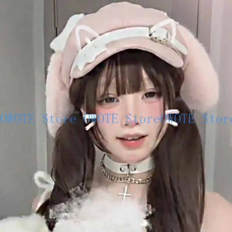 

652F Fashionable Dog Ear Hat Adult Role Playing Hat Trendy Women's Hat for Ceremonies and Event