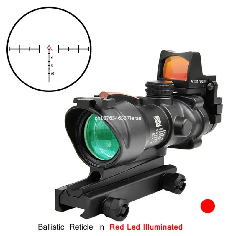 Trijicon ACOG 4X32 With RMR Real Fiber Optics Red Green Dot Illuminated Chevron Glass Etched Reticle Rifle Scope Hunting Sight