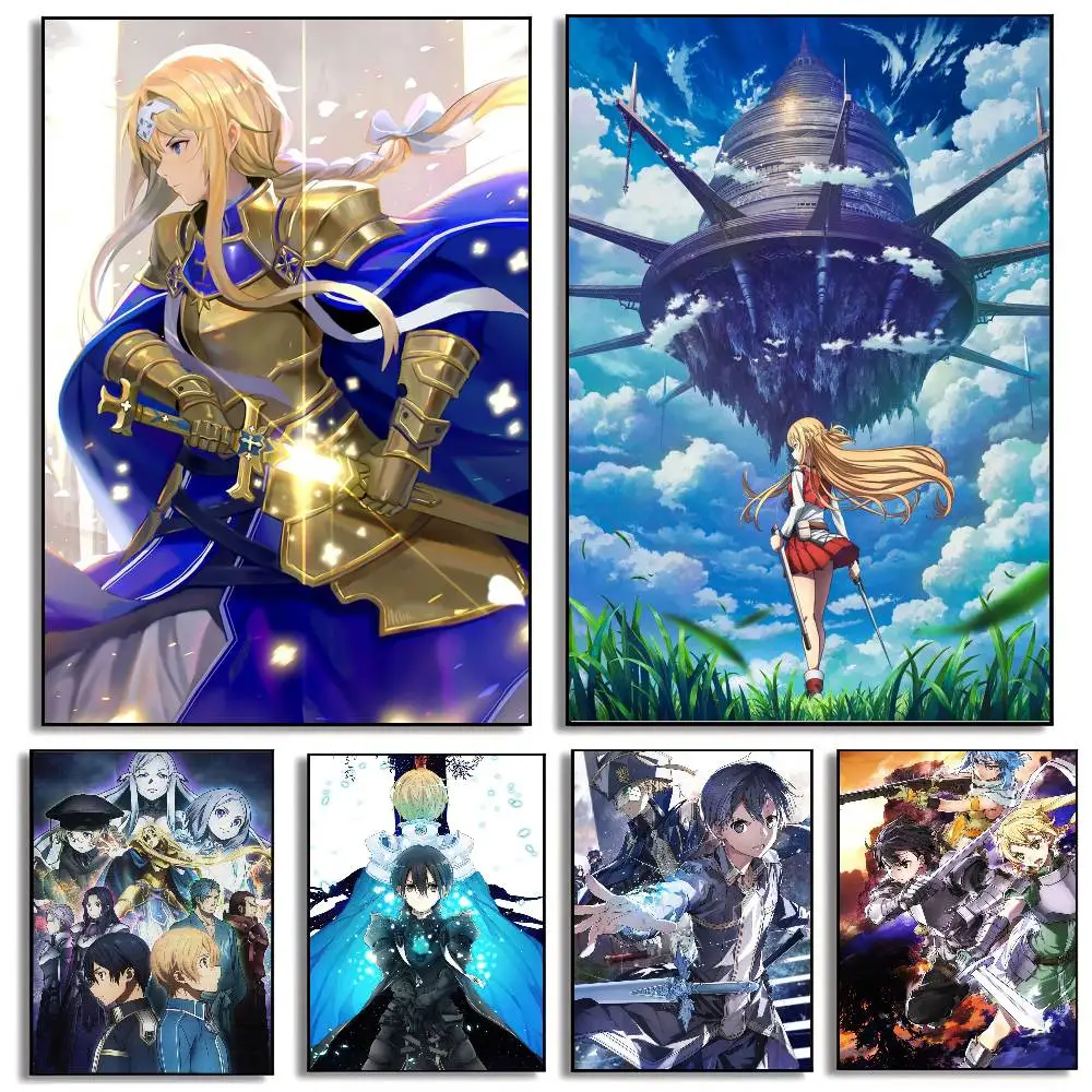 S-Sword A-Art Online Anime Wall Art para decoración de cocina, impresiones de carteles, decoración del hogar
