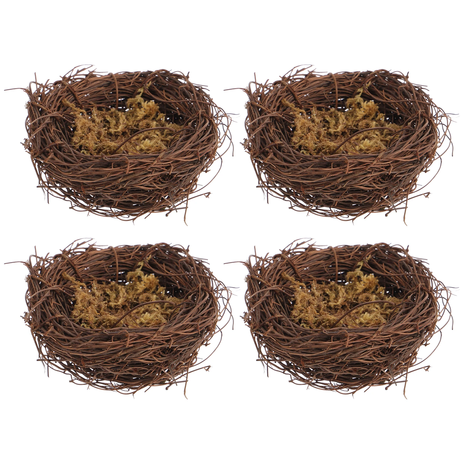 

4 Pcs Bird's Nest Decoration Artificial Nests Ornaments for Tree Pet Supplies Rattan Crafts