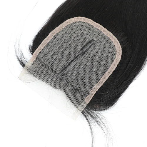 Imagen 2 del producto Parte de cierre de encaje T4x4x1, parte media, cierres de encaje de cabello humano liso brasileño para mujeres negras, precio al por mayor de 12-24 pulgadas