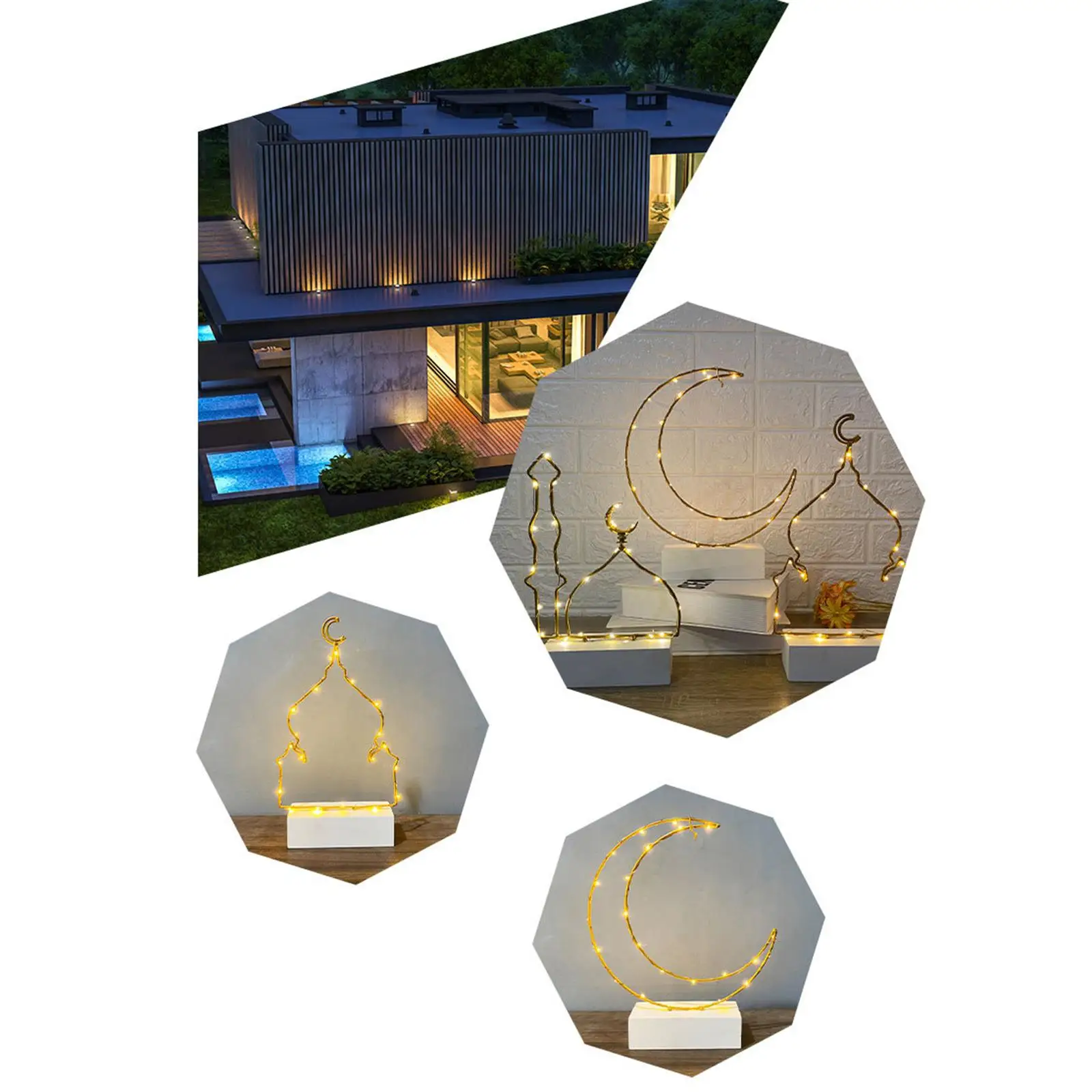 Iron Eid Mubarak Ramadan LED Night Light Muslim Islam Lamps Desktop Decor