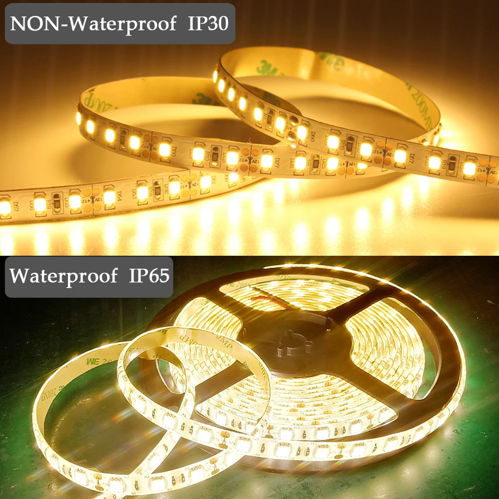 12V 24V 2835 LED Strip 5m 10m 15m 20m Tape Light LED Ribbon 120LED/m Waterproof IP68 Cold/ Warm/ Natural White 9 Colors Decor