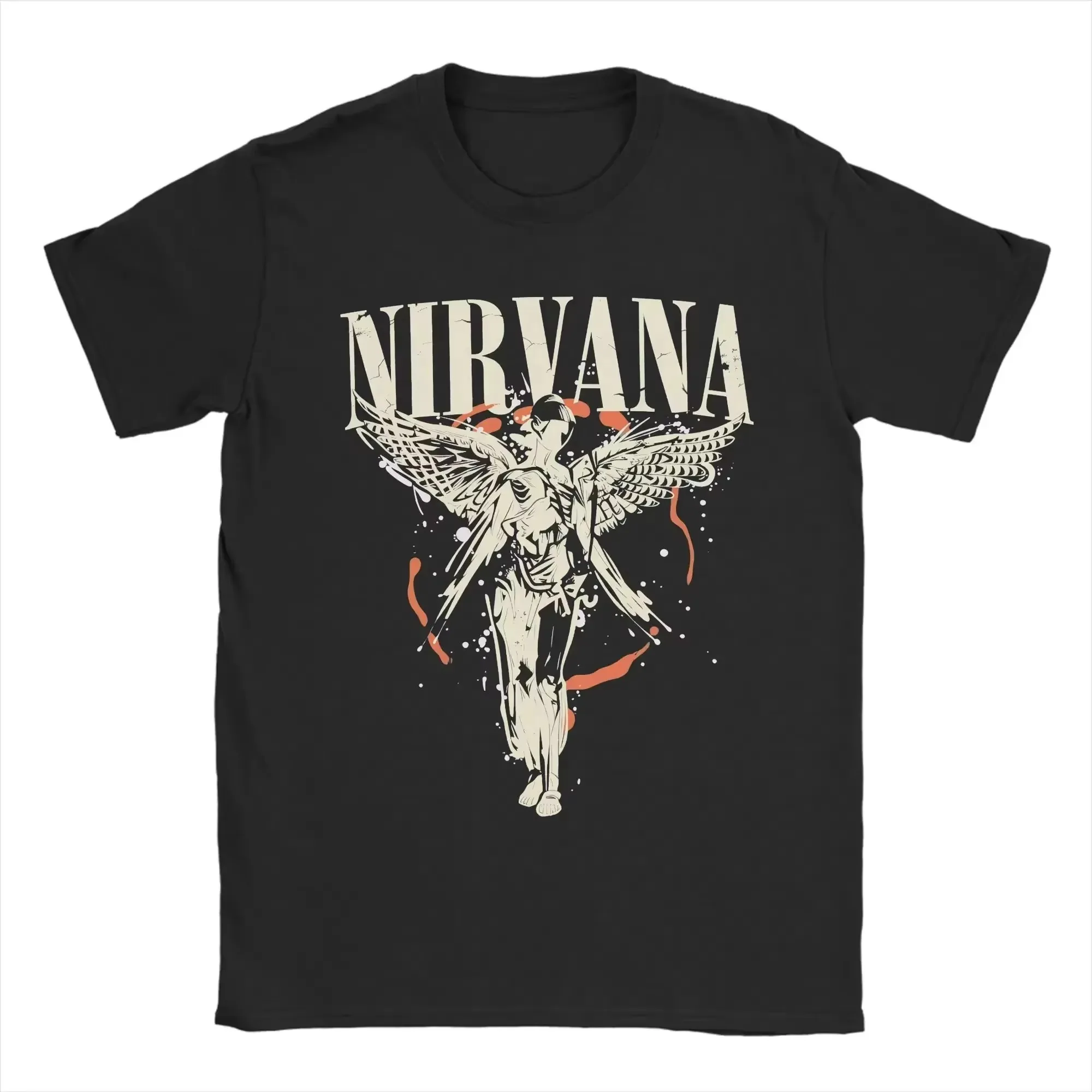 2026 New NIRVANA Oversized Unisex Streetwear TShirt Family Matching Vintage Winged Skeleton Angel Front Graphic Short Sleeve Tee
