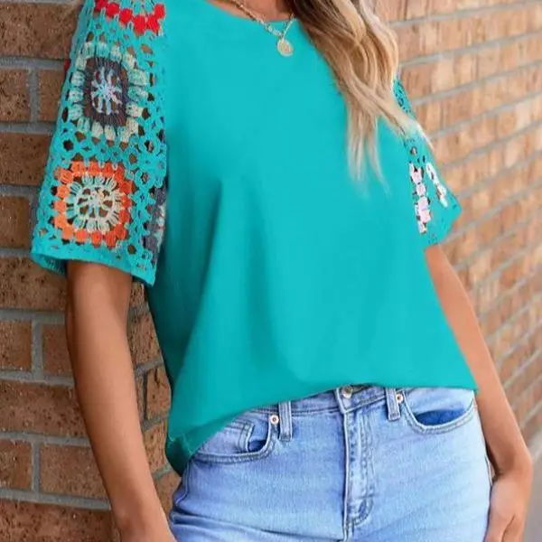 

Casual Sportswear Set for Men And Women with Floral Embroidery Seven Sve Tirt And orts for Autumn Season