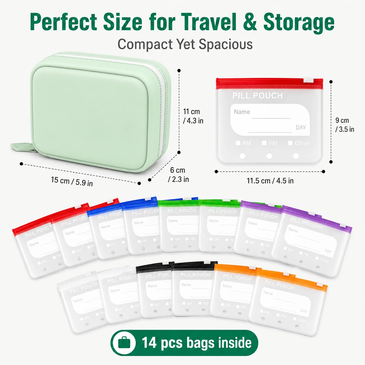 旅行用ピルオーガナイザー、14個の再利用可能なジッパーポーチ - Food Storage Essentials のレビューと価格