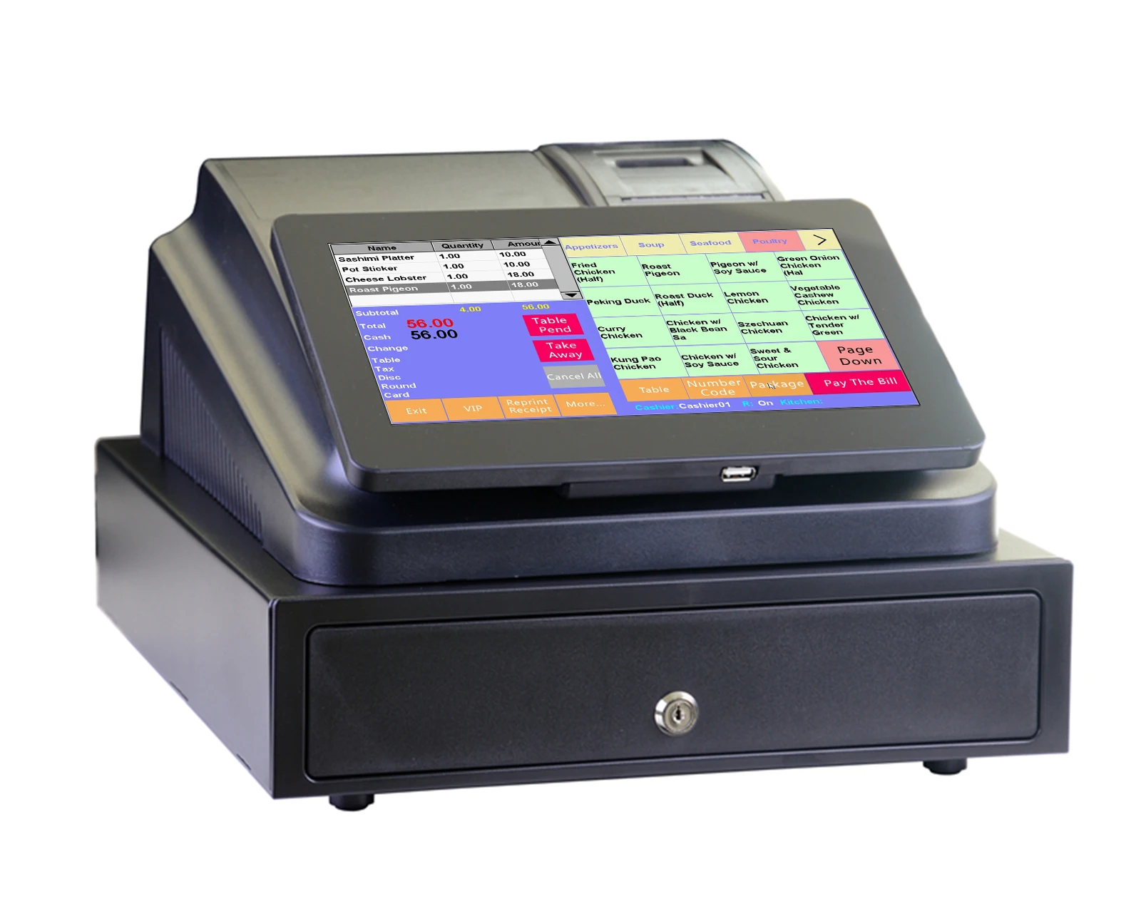 C86D All in one touch screen embedded software POS Machine 10.1 inches