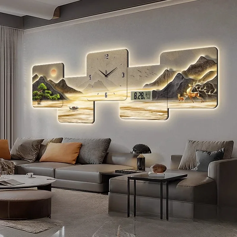 For Date Thermometer Wall Clock Luxury Large Aesthetic Items Art Wall Clock Living Room Modern Relojes De Pared Home Decoration