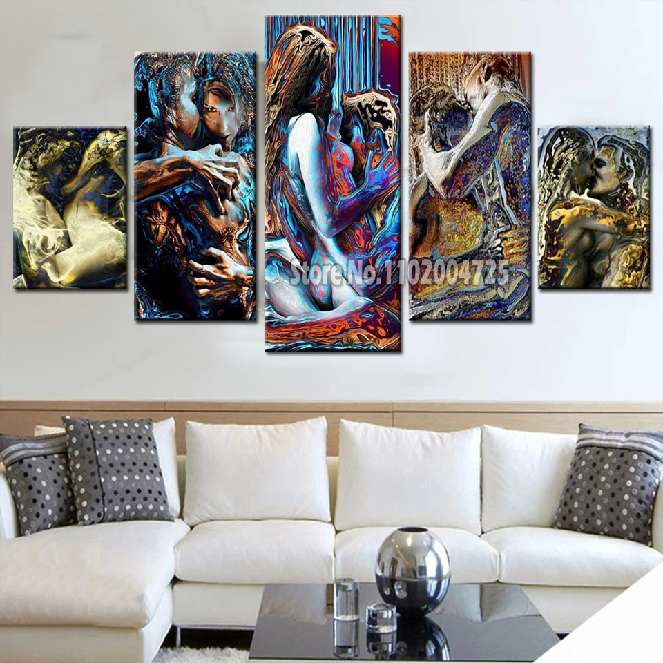 2024 New 5 Panel Diamond Painting Couple Nutty Women Room Decor Diamond Mosaic Sexy Man And Woman Love Gift Cross Stitch Kit Art