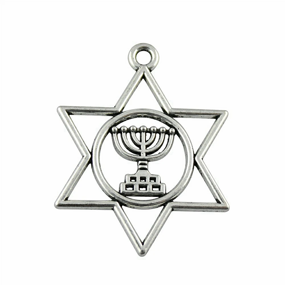 Car Pendant Judaism Menorah Star Of David Charms Jewellery Making Supplies 39x32mm 10pcs