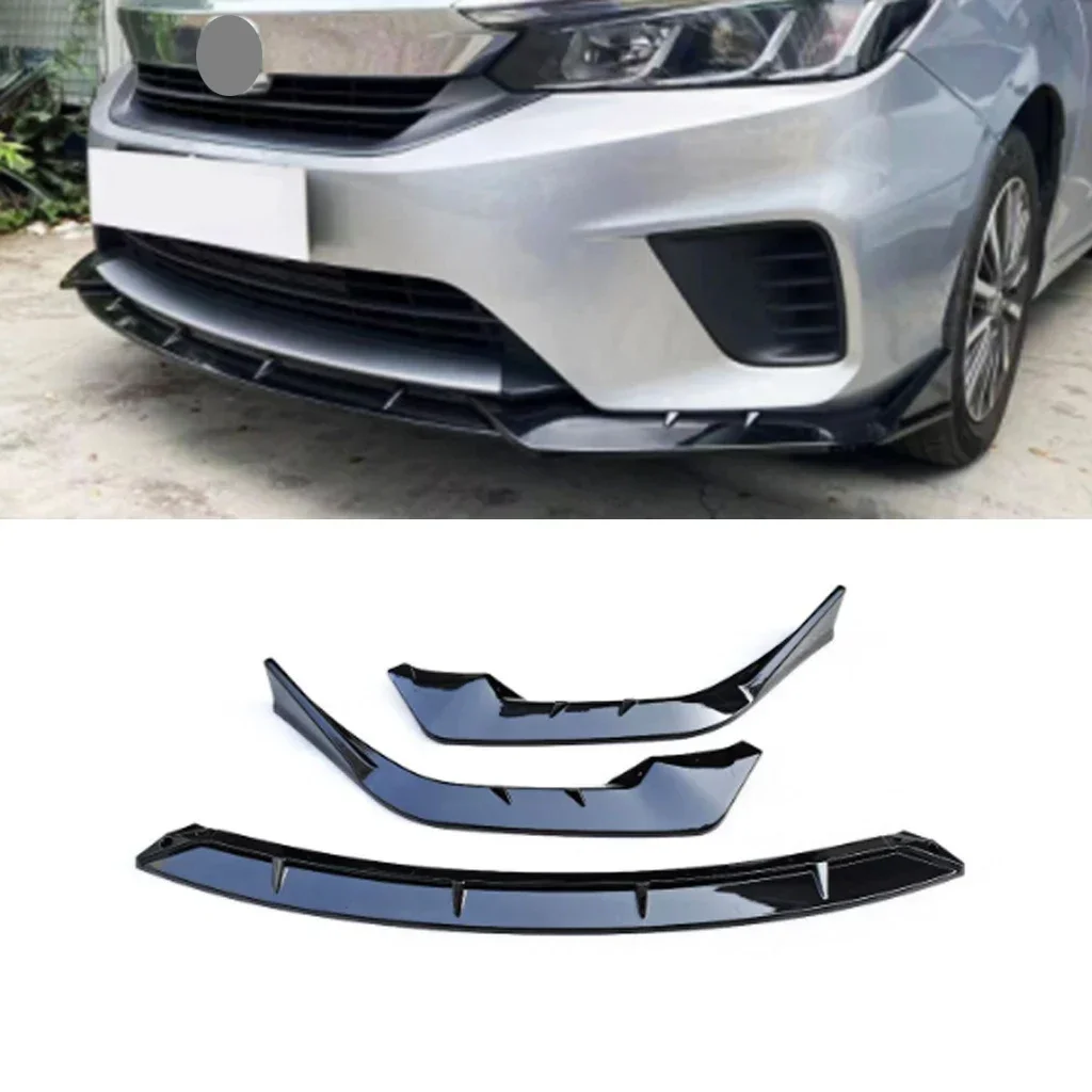 

New！ Front Bumper Lip Spoiler Splitter For Honda City RS 2020 2021 2022 2023 ABS Glossy Black Tuning Body kits