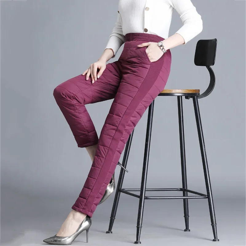 

Winter 90% Duck Down Thicken Harem Pants Mom Casual High Waist Warm Pantalones Loose Windproof Straight Spodnie Trousers B296