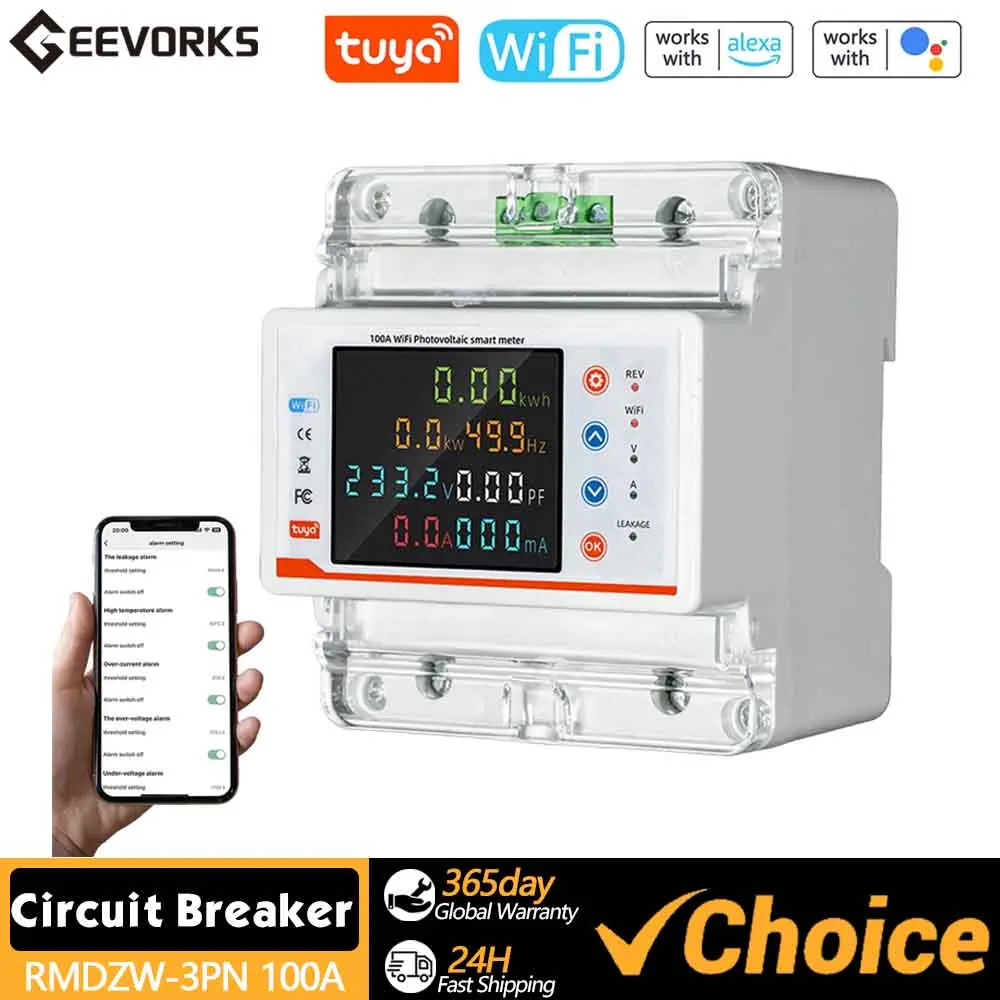 Tuya WiFi Smart Circuit Breaker Bidirectional Metering Power Meter Reclosure Switch with Multiple Protections Timing Schedule