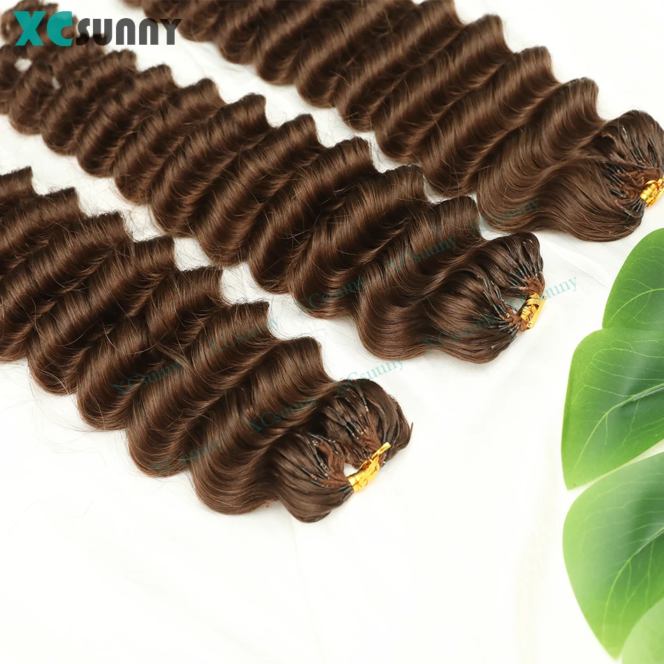Feather Crochet Human Hair Extensions Deep Wave Color 4 Pre Separated Knotless Crochet Hair Style For Boho Braids