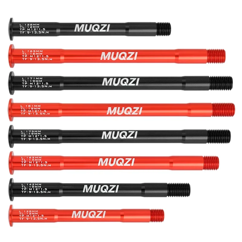 MUQZI Bike Thru Axle M12x1.5 117 120 121 123 126 128 130 135 142 157 162 165 168 171 175 177 181mm Fork Axle Skewer