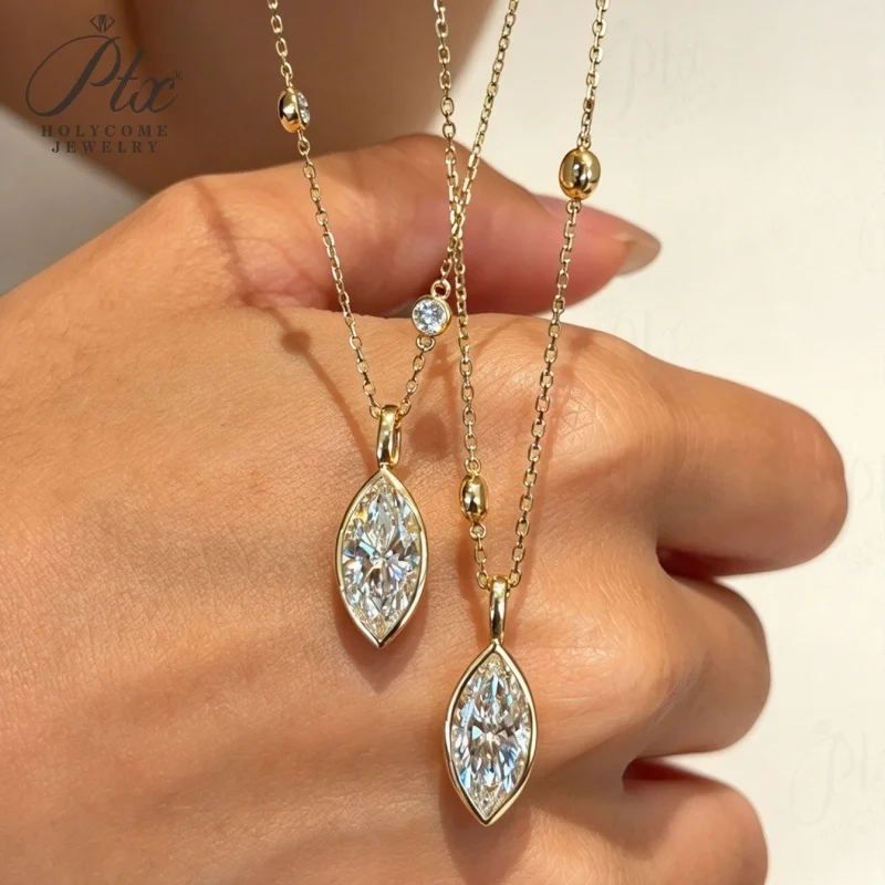 Halskette mit Labor-Diamant-Anhänger, 2 Karat, DEF, VS, runder Schliff, echtes 18K Gold, für Hochzeit, Party, einfache Kette, Charms, Holycome Schmuck – Detail 13