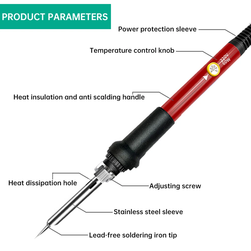 60W Adjustable Temperature Electric Soldering Iron 220V 110V Welding Solder Rework Station Heat Pencil Tips Repair Tool Kit