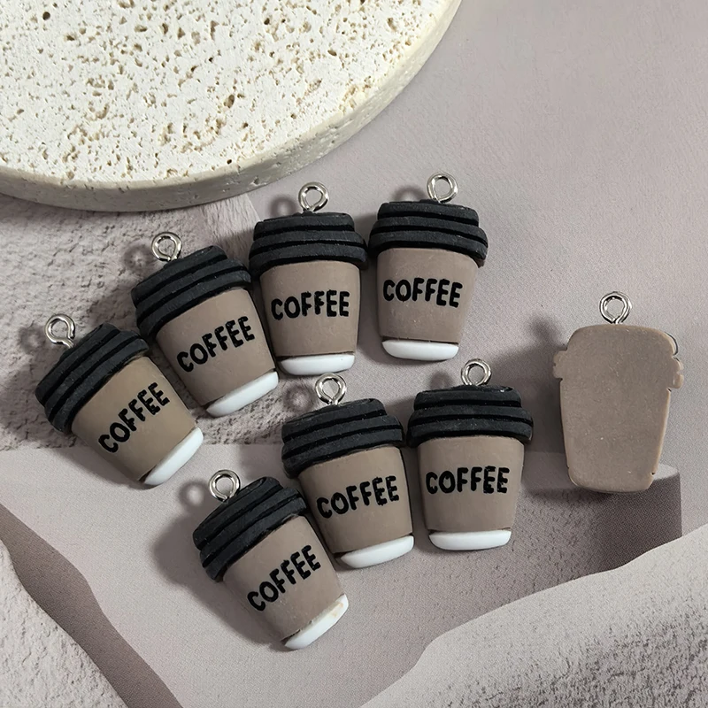 10 قطع الراتنج فلاتباك زجاجة القهوة القرط سحر خمر شرب زجاجات سوار حقيبة المفاتيح سحر DIY مجوهرات الإكسسوار #6