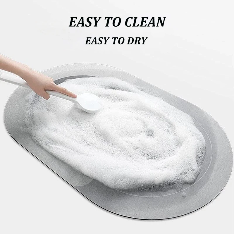 2Pcs Bathroom Non-slip Absorbent Floor Mat Home Kitchen Shower Room Bathtub Rug Quick Drying Entrance Door Memory Foam Pads