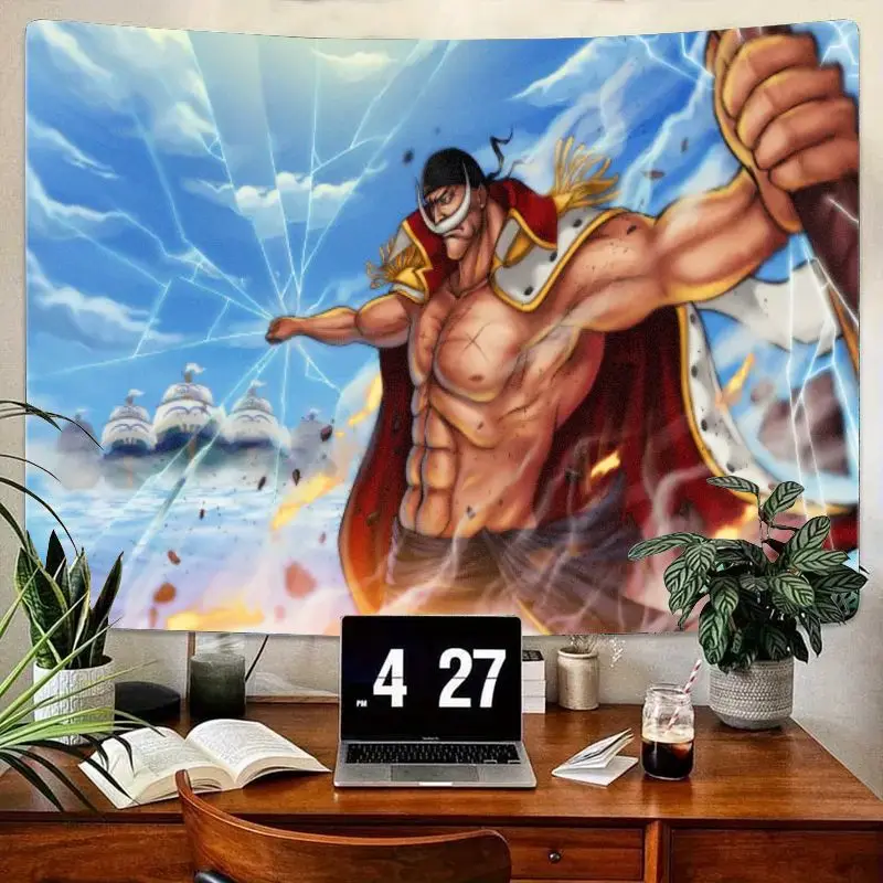 

1 шт., аниме, мускулистый персонаж, красная накидка, повязка на глаз, молния, энергетический гобелен, голубое небо, белые здания, настенное искусство, домашний декор для кровати