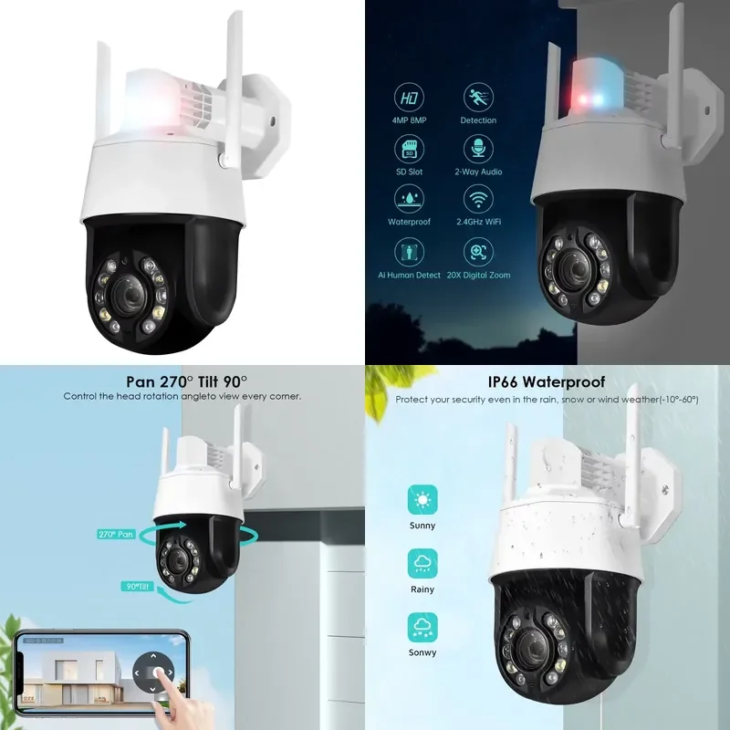 BESDER 20X Optical Long Distance 5MP PTZ Wifi Camera IP Security AI Human Detection Two Way Audio Home Wireless Security