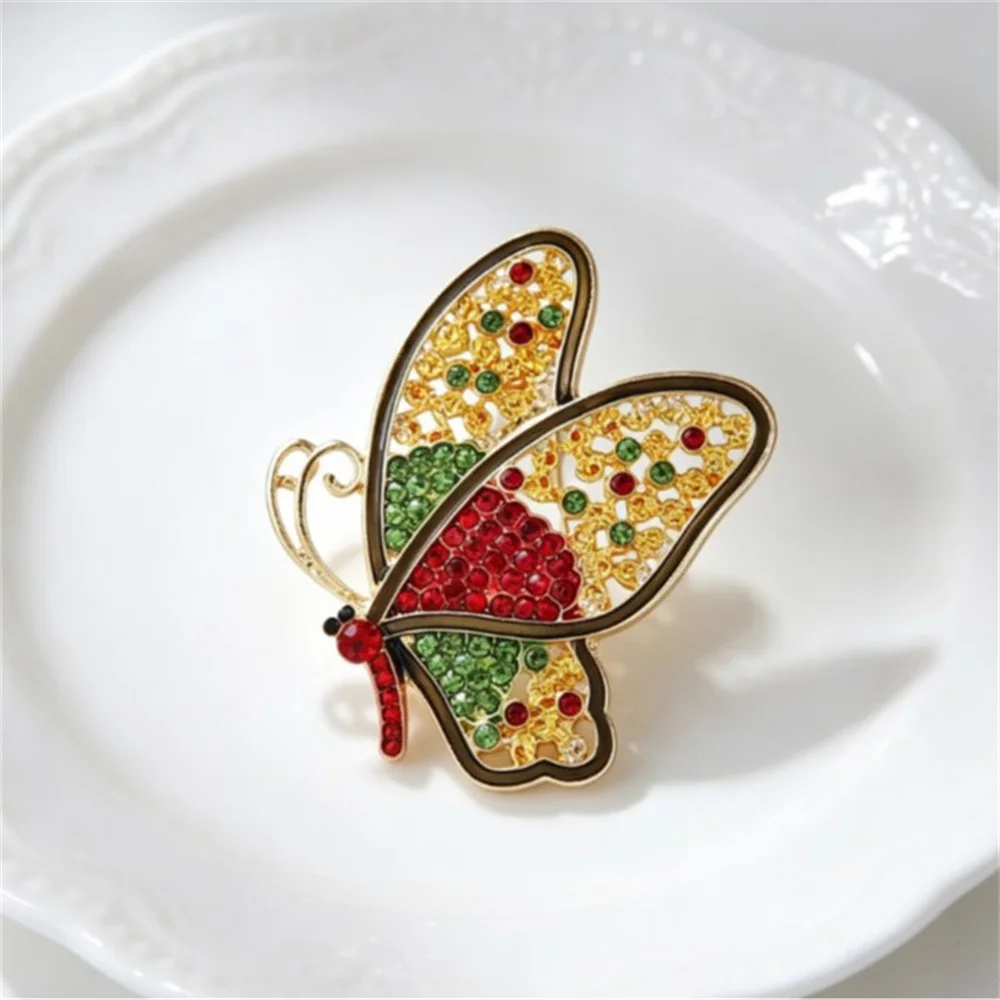 Creative Rhinestone Butterfly Brooch Women's Temperament Fashion Coat Pin Accessories Exaggerated Pin Jewelry Accessories