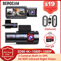 BEPOCAM 3 Channel Dash Cam 4K+1K+1K Built-In GPS 5Ghz Wifi 170FOV 3.19\