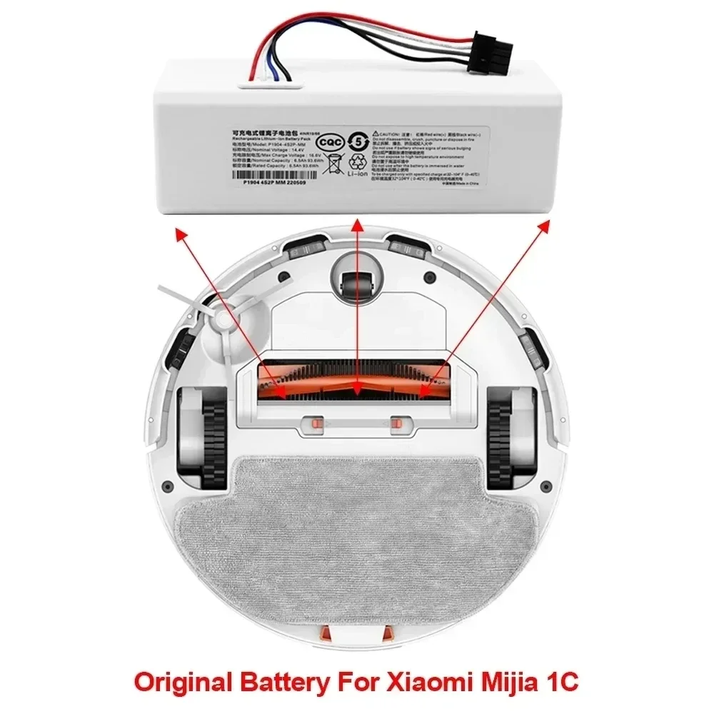 Batería de 14,4 V, 2600mAh ~ 12800mAh, adecuada para accesorios originales de Xiaomi Mi Home 1C STYTJ01ZHM, robot de barrido