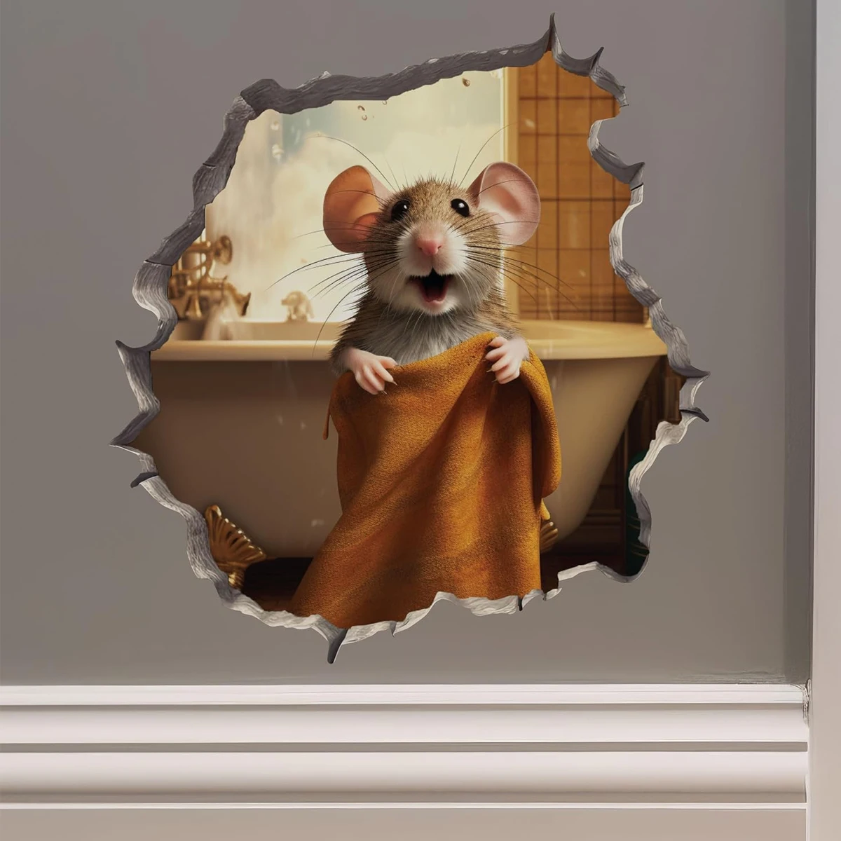 Cartoon Mouse Hole Series Wall Sticker, Wall Corner, Door Edge, Skirting Line, Decorative Self Adhesive Painting1315