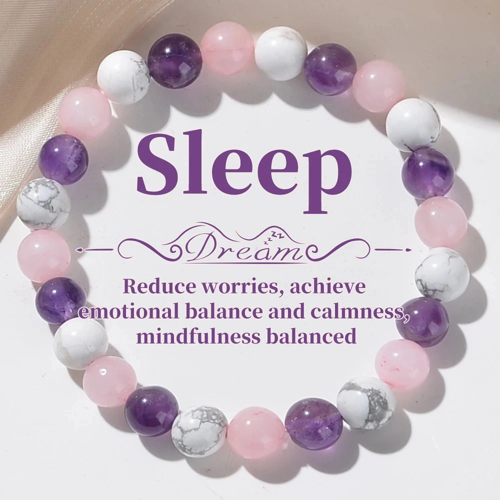 Discover the Ultimate Fashion Accessory: 8mm White Turquoise – Amethyst – Rose Quartz Aura Balancing Bracelet for Women