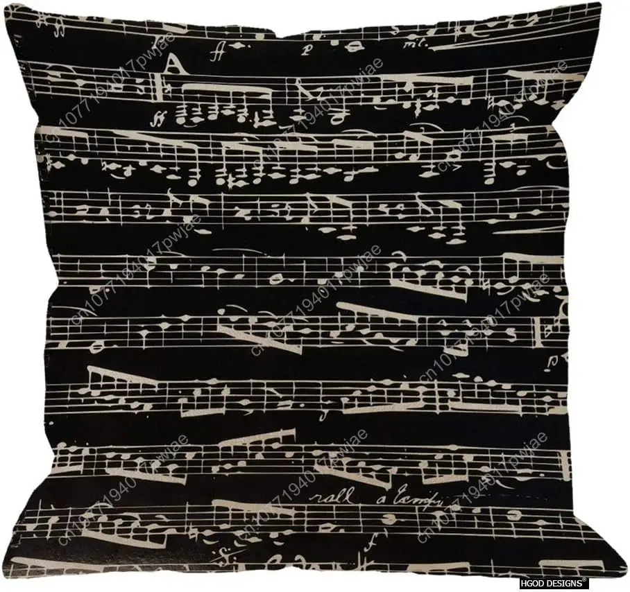 HGOD DESIGNS Black and White Music Notes Throw Pillows Throw Pillow Case Cushion Cover Pillowcase Square Pillow Cover 18X18 Cott