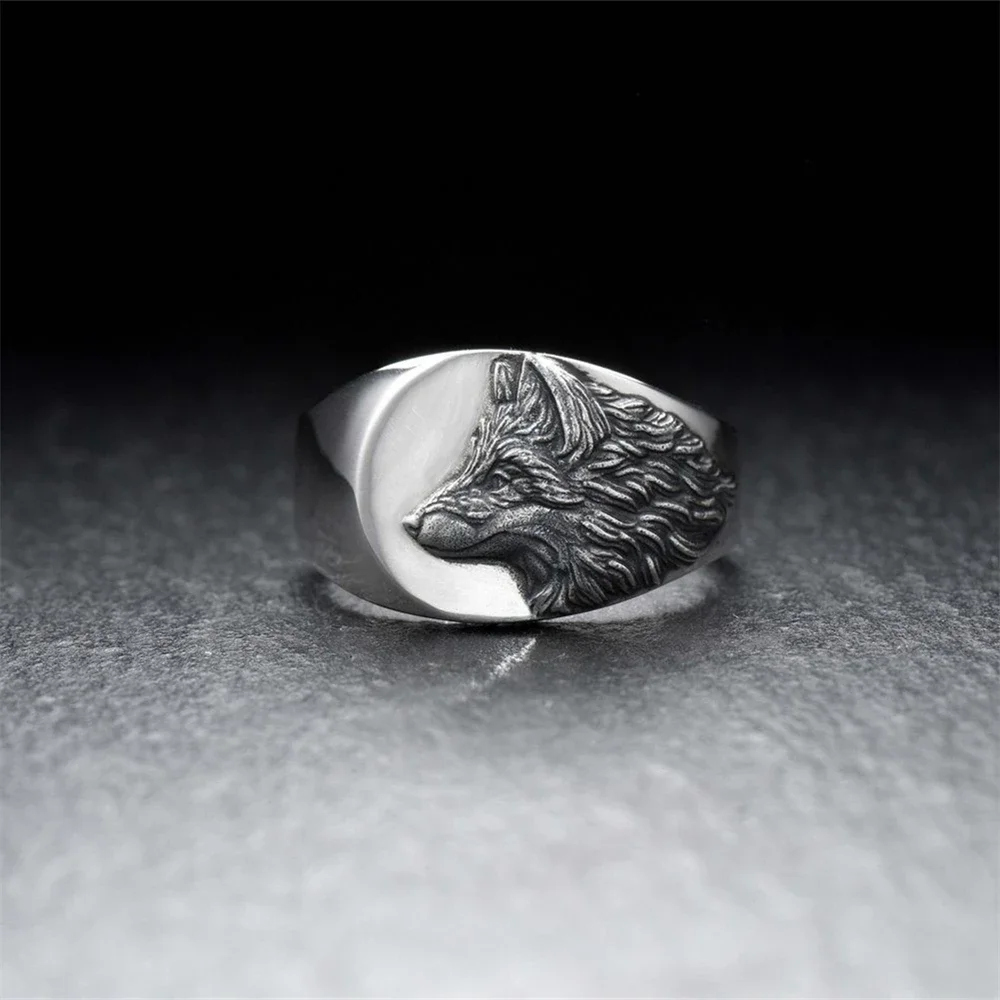 Fashion Men\'s Retro Wolf Head Ring Male Personality Domineering Griffin Party Ring Punk Ring Jewelry Accessories Boyfriend Gifts