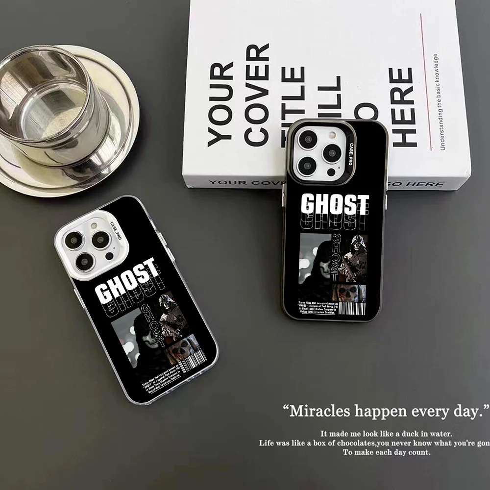 C- COD Call Of D-Duty Ghost Phone Case IMD Color Silver Shell For IPhone 16 15 14 13 12 Pro Max Plus