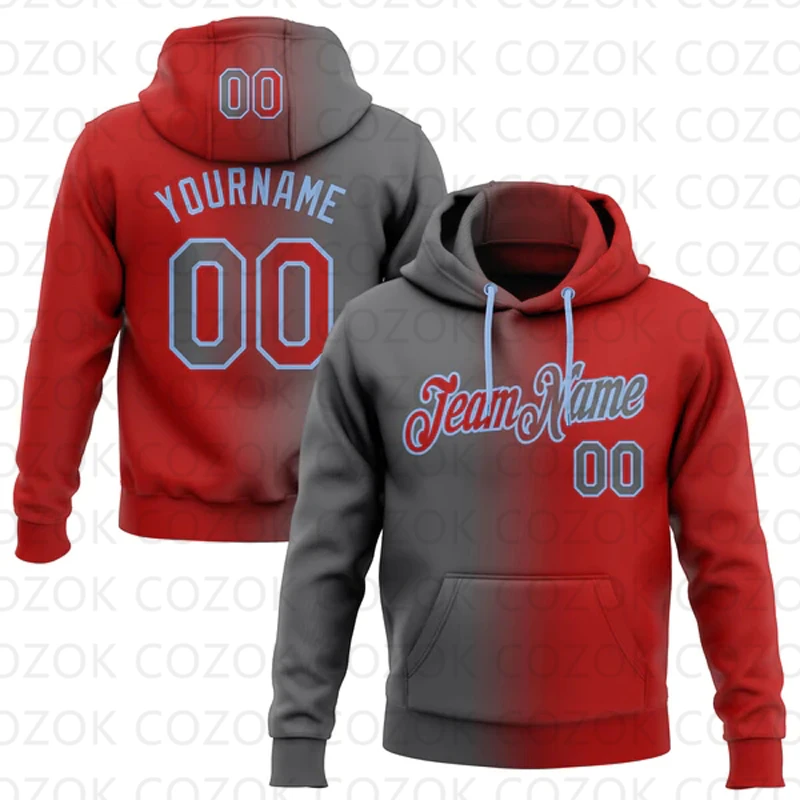 Customized Hoodie Red Colour Splicing Jersey 3D Printed  Unisex Pullovers Hoodie Casual Sweatshirts