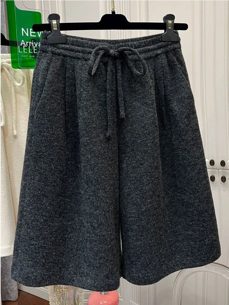 

Extra Large 300 Pou European Woolen Trousers with Rope Loose Straight Casual Men's Faion High Waist Non-Ironed Urban Sle