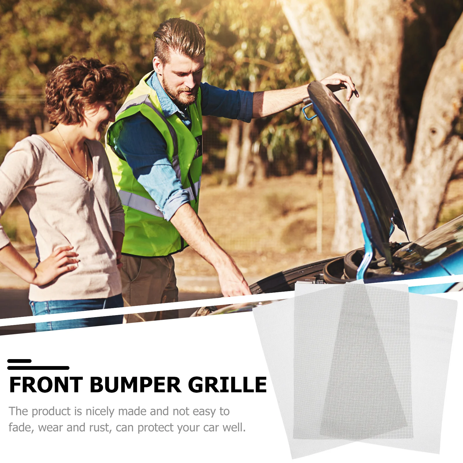 

3Pcs Durable Stainless Steel Front Bumper Grille Mesh Cover Car Protector Fade Resistant Front Bumper Grille Car Grill Mesh