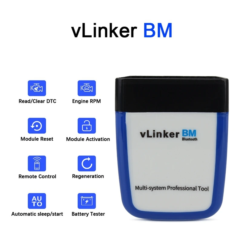 

1 PCS Car Diagnostic Tool OBD2 ELM327 V2.2 VLINKER BM Bluetooth Compatible 3.0 For BMW BIMMERCODE Code Reader For Scanner