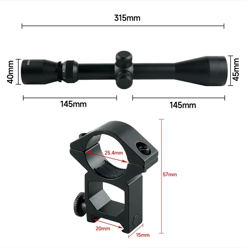 3-9x40 Hunting Riflescope Optical Scope Tactical Adjustable 11/20mm Rail for Air Rifle Optics Hunting Airsoft Sniper Scopes