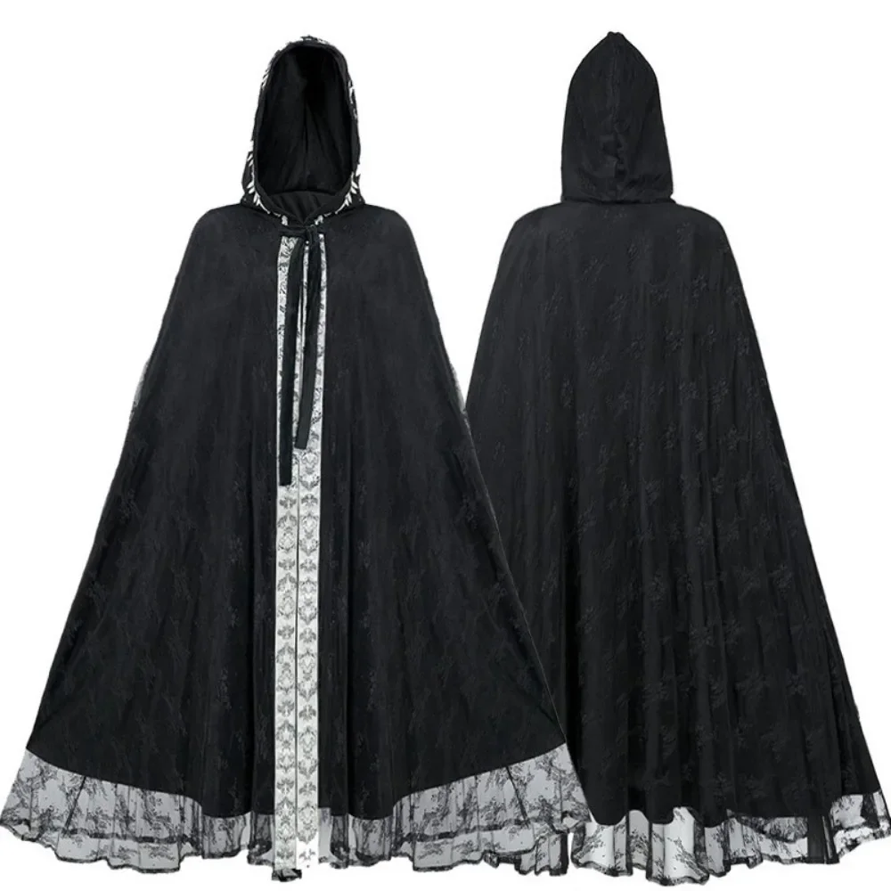

Medieval Retro Women's Lace Cape - Gothic Lace - trimmed Ideal for Halloween Stage Cosplay