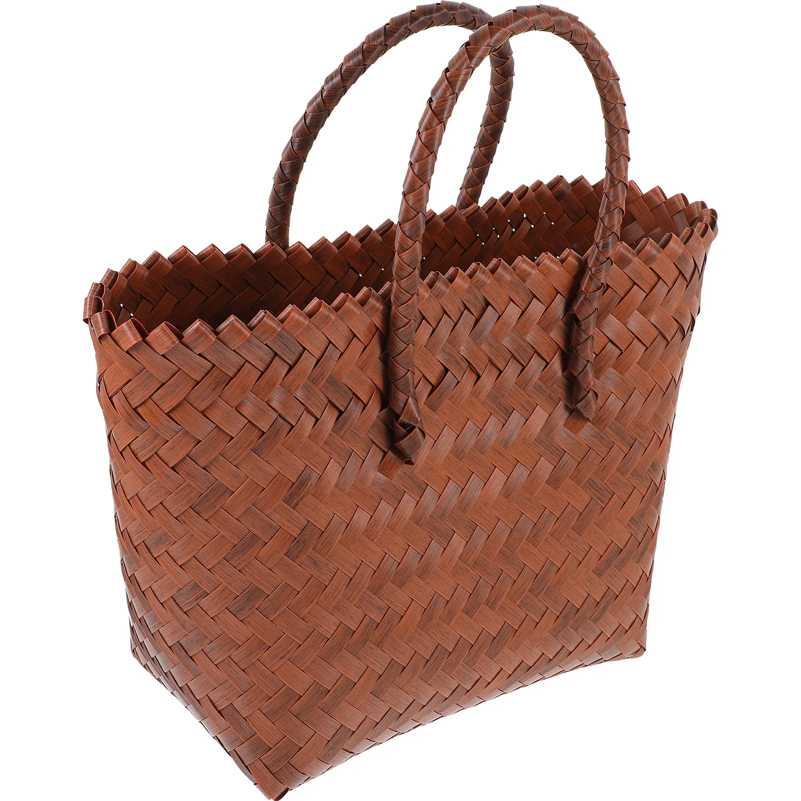 

Women Tote Bag Retro Woven Handwoven Handbag Beach Tote Picnic Basket Portable Rustic Storage Basket Handle Woven Beach Bag