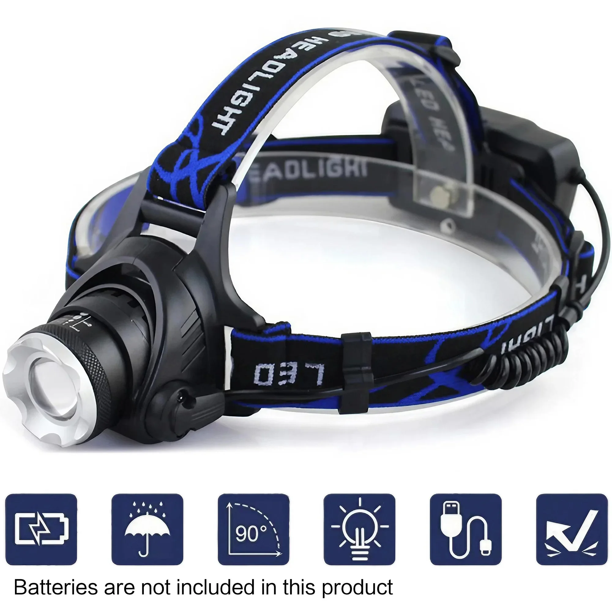 Portable Telescopic Zoom Headlamp - USB Rechargeable with Detachable LED, Waterproof and Adjustable in Multiple Angles